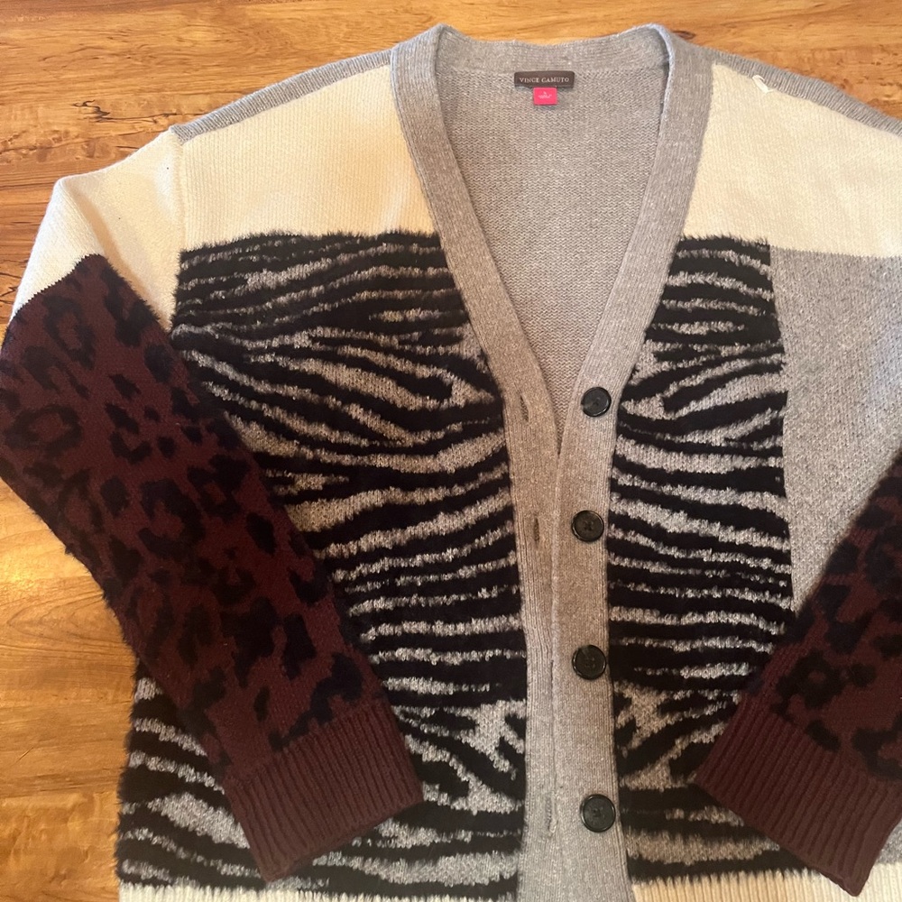 Vince Camuto Animal Print Cardigan